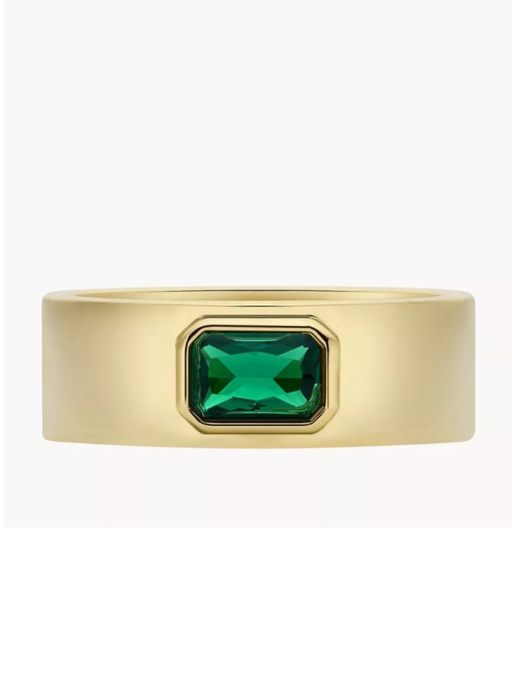 Fossil Evergreen Gems Emerald Green Crystal Band Ring Size 8